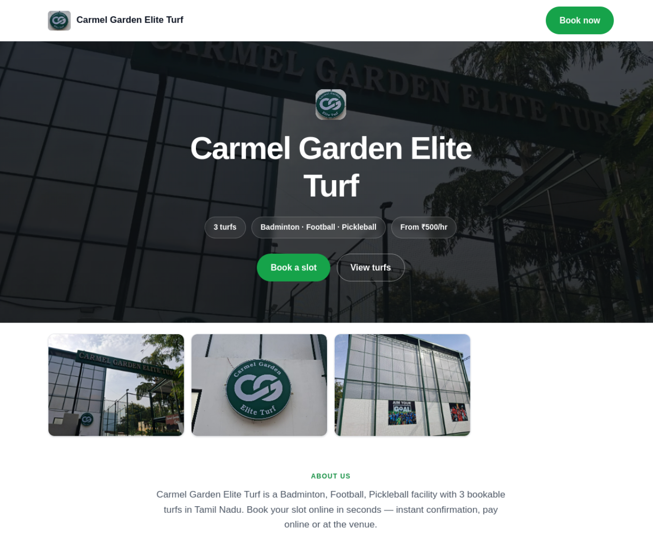 Carmel Garden Elite Turf website screenshot